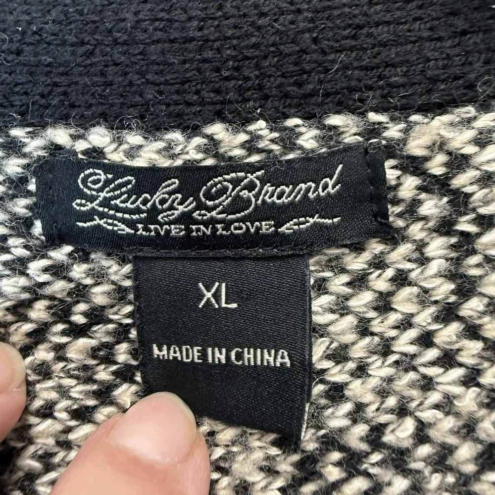 Lucky Brand Sz XL Tribal Print‎ Aztec Western Cardigan Open Front Woven Sweater - Picture 4 of 12